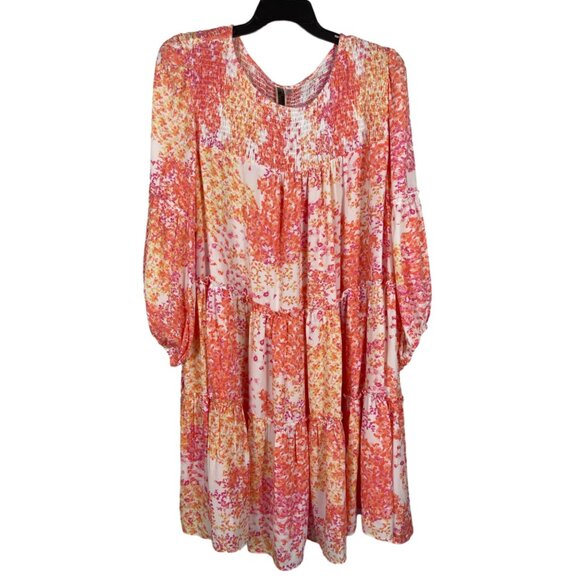 Julian Taylor New York Womens Dress Size 24W Ivory Tangerine Floral Knee Length - Picture 1 of 9